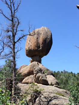 Balanced rock formation in the Rocky Mountains.